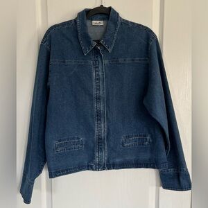Juli Zip Front Straight Cut Denim Jacket With Split Sleeve Size Large